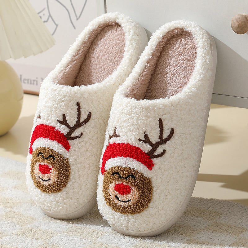 Cute Cartoon Santa Claus Cotton Slippers for Couples