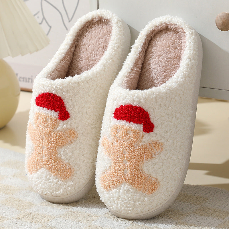 Cute Cartoon Santa Claus Cotton Slippers for Couples