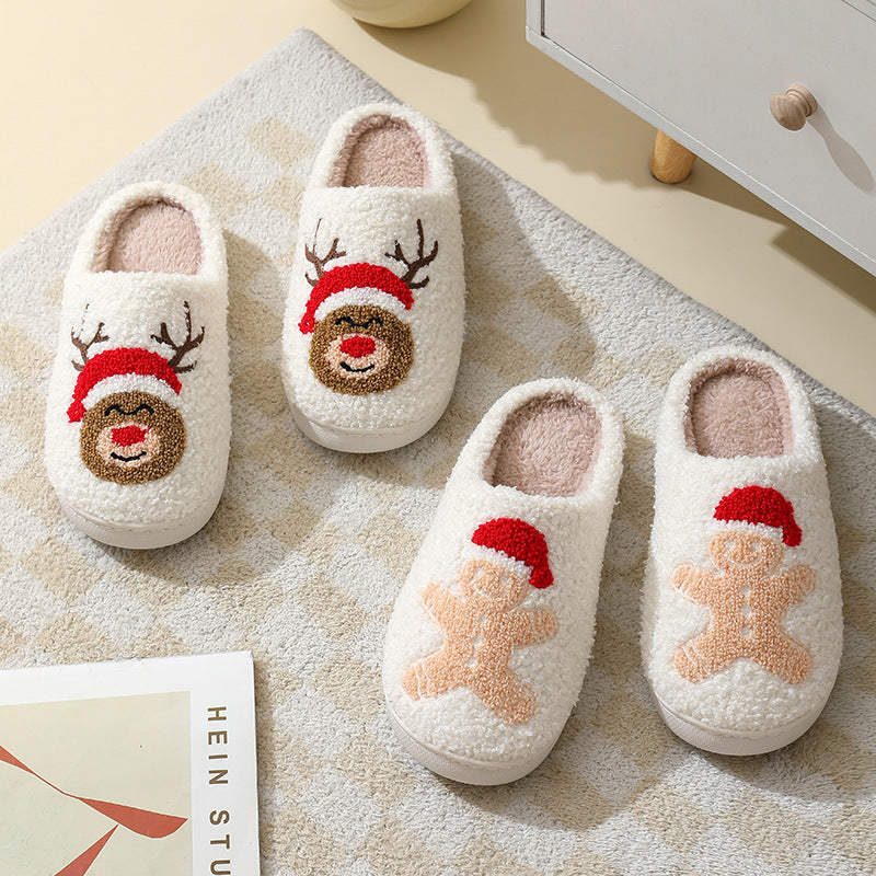 Cute Cartoon Santa Claus Cotton Slippers for Couples