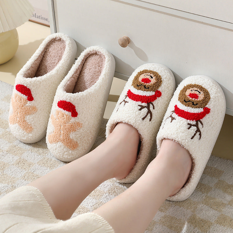 Cute Cartoon Santa Claus Cotton Slippers for Couples