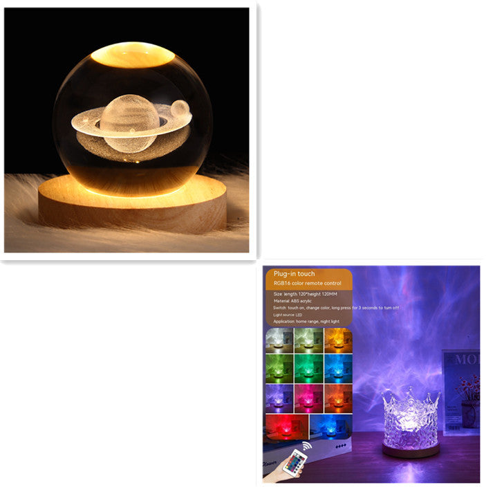 LED Water Ripple Projector Lamp - RGB USB Night Light