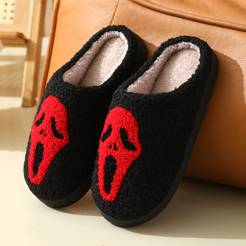 Halloween Skull Cartoon Print Cotton Slippers for Couples