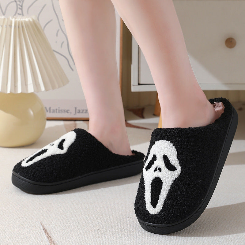 Halloween Skull Cartoon Print Cotton Slippers for Couples