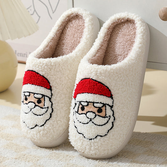 Cute Cartoon Santa Claus Cotton Slippers for Couples