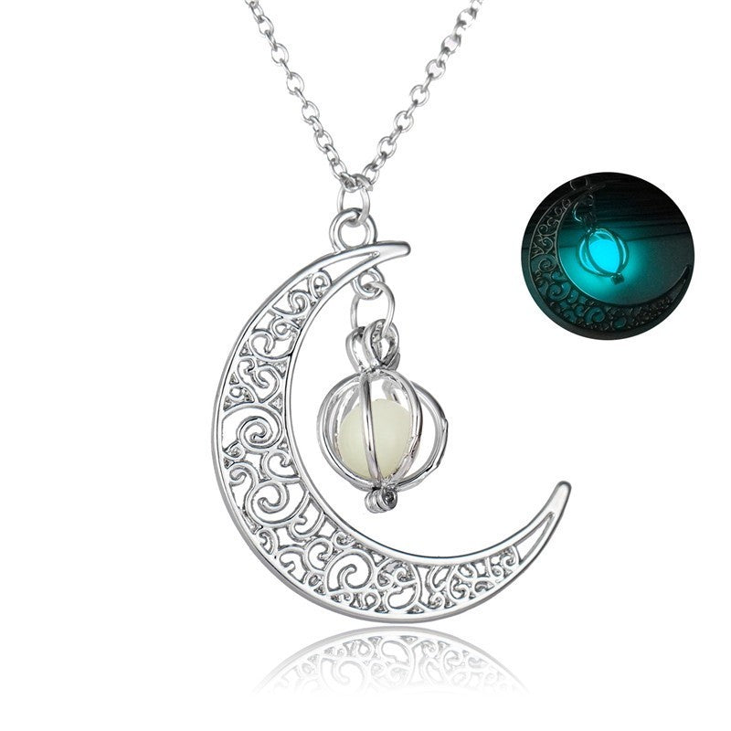 Fashion Luminous Moon Stone Healing Necklace for Women