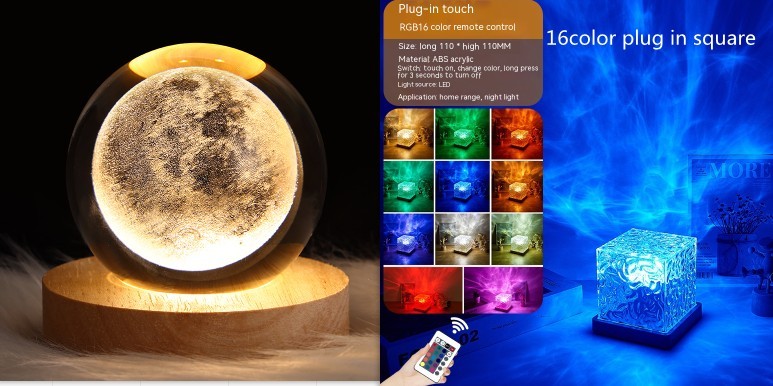 LED Water Ripple Projector Lamp - RGB USB Night Light