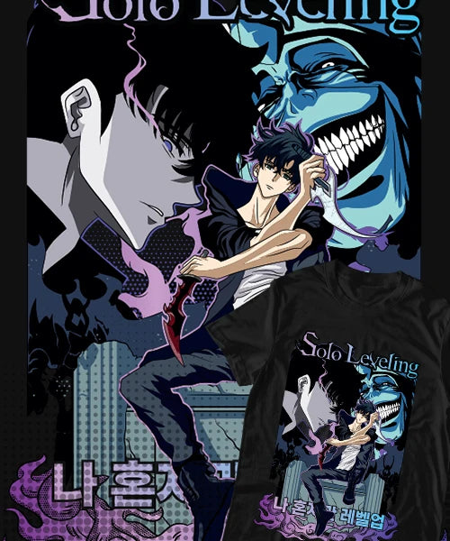 T-shirt Anime Solo Leveling Trono de Sung Jinwoo