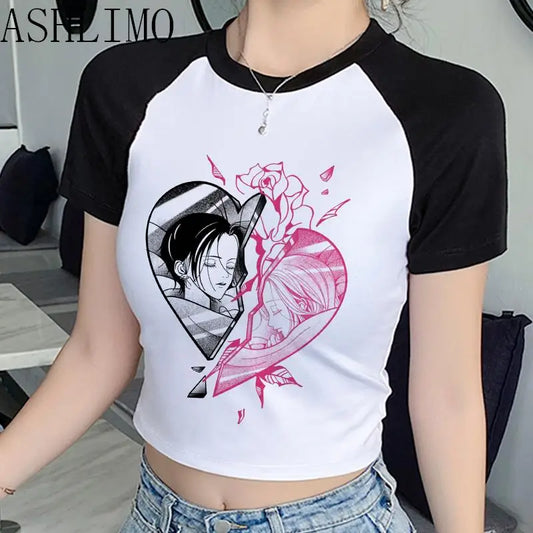 Nana Anime Heart Graphic Crop Top T-Shirt for Women