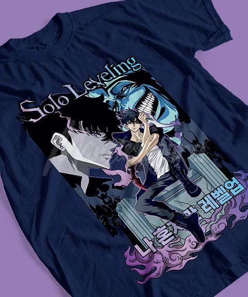 T-shirt Anime Solo Leveling Trono de Sung Jinwoo