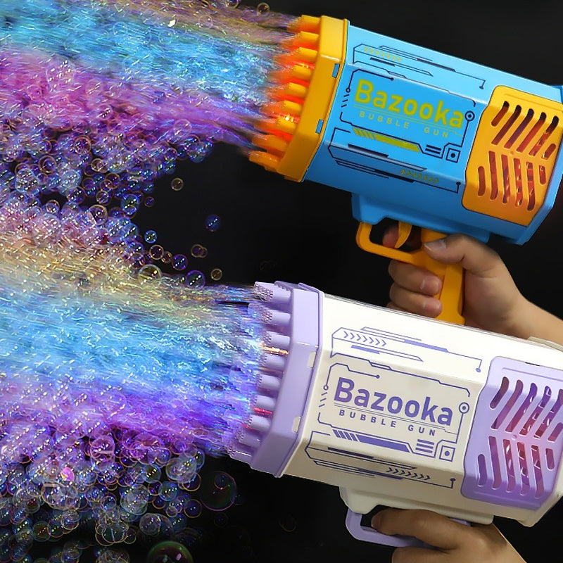 Bubble Gun Rocket 69 Holes Automatic Blower with Light for Kids