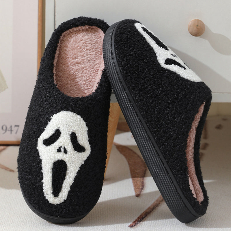 Halloween Skull Cartoon Print Cotton Slippers for Couples