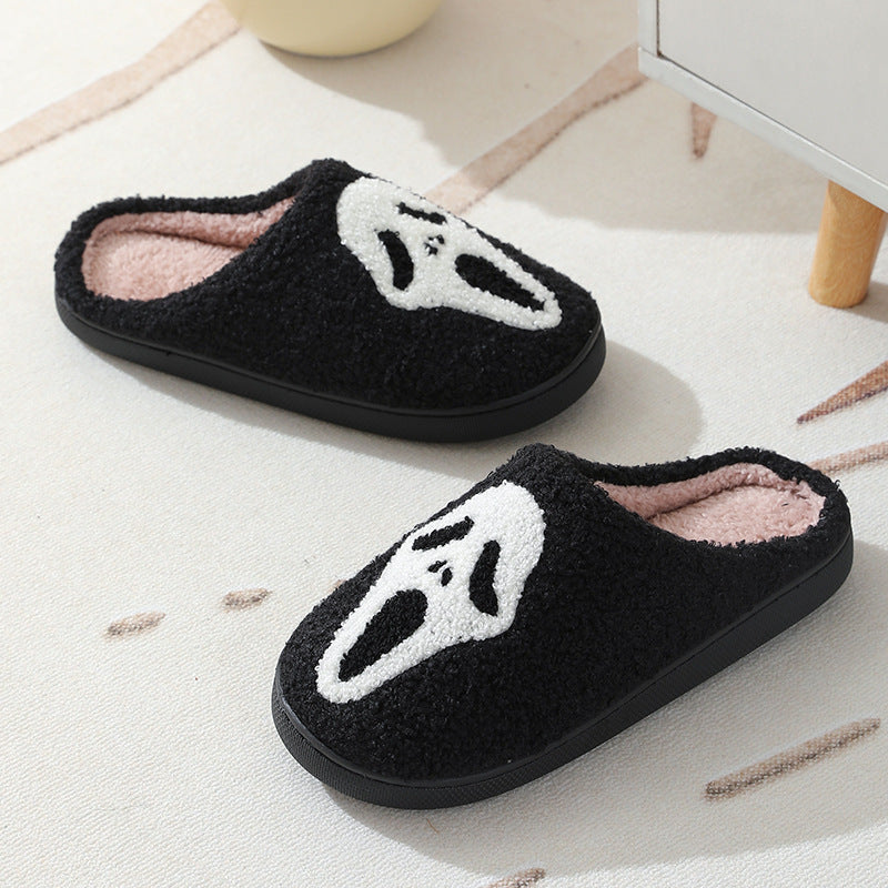 Halloween Skull Cartoon Print Cotton Slippers for Couples