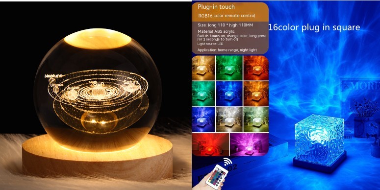 LED Water Ripple Projector Lamp - RGB USB Night Light