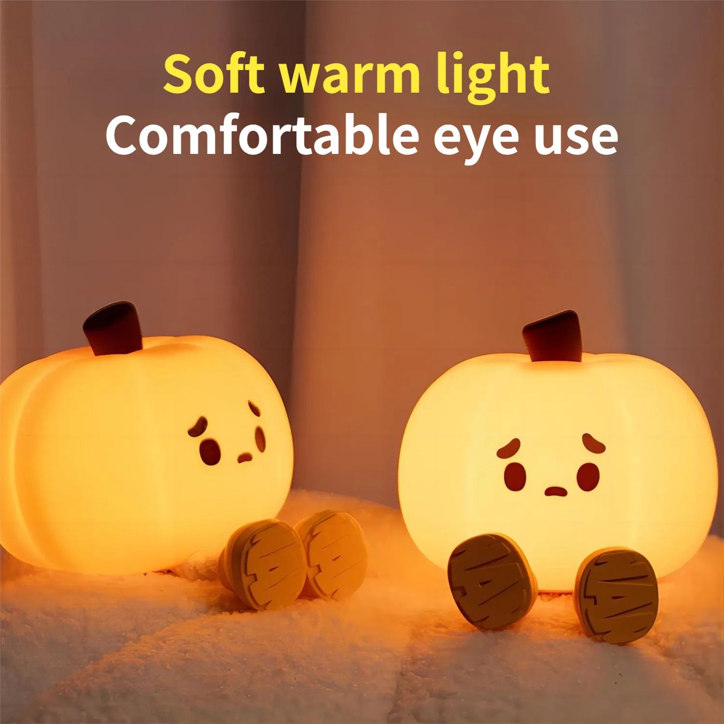 Halloween Pumpkin Night Light - Cute Rechargeable Silicone Lamp