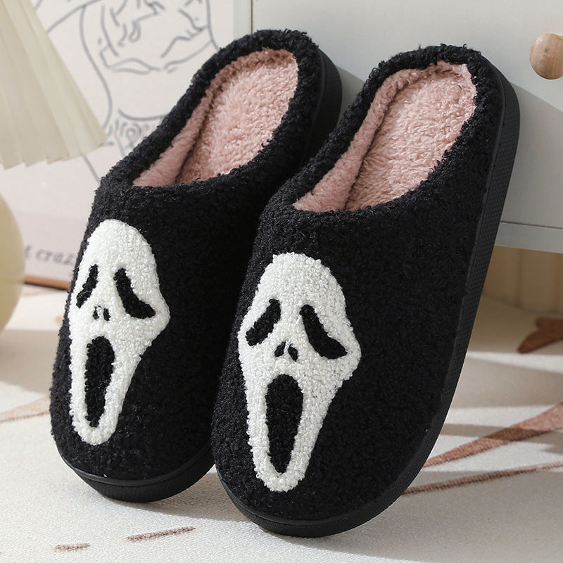 Halloween Skull Cartoon Print Cotton Slippers for Couples