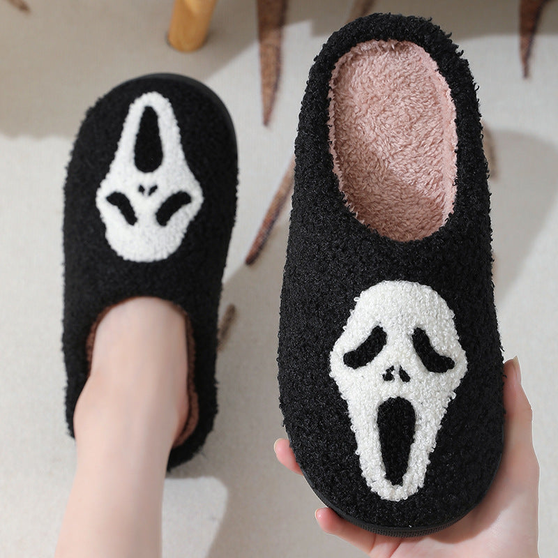 Halloween Skull Cartoon Print Cotton Slippers for Couples