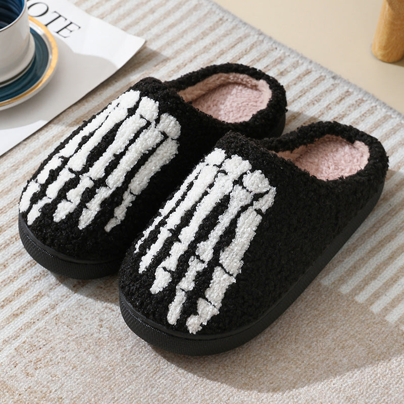 Halloween Skull Cartoon Print Cotton Slippers for Couples